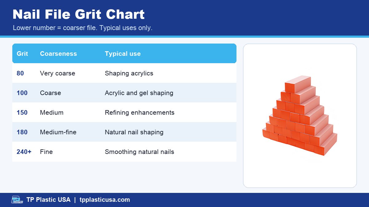 Nail File Grit Chart - Nail File Grit Guide: 80, 100, 180 and 240 Explained